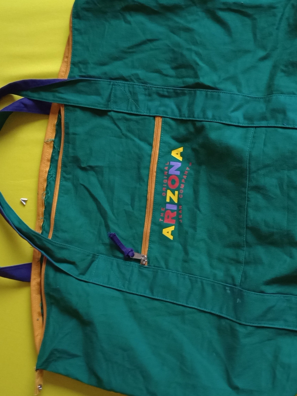 Arizona Canvas Tote Bag in Teal with Yellow Trim New